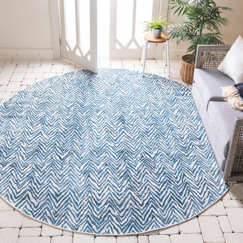 Patio Paradise Collection Area Rug -  Cove Round Blue  lifestyle 29