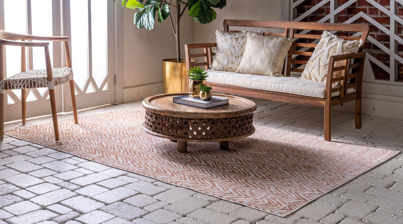 Patio Paradise Collection Area Rug -  Cove Rectangle Peach  lifestyle 7