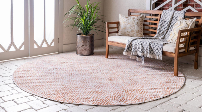 Patio Paradise Collection Area Rug -  Cove Round Peach  lifestyle 45