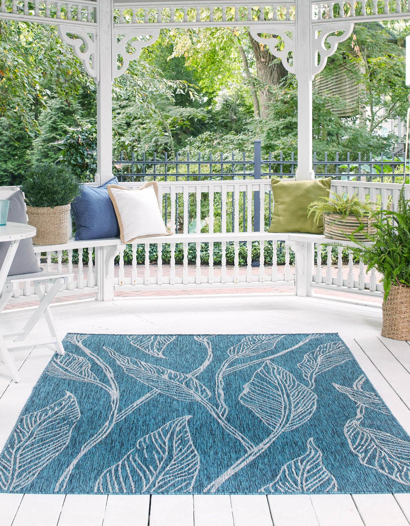 Garden Terrace Escape Collection Area Rug -  Evergreen (Teal) Rectangle Teal  lifestyle 3