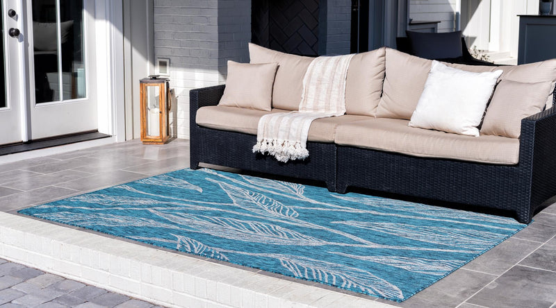 Garden Terrace Escape Collection Area Rug -  Evergreen (Teal) Rectangle Teal  lifestyle 56