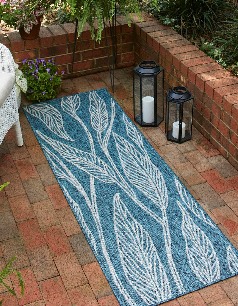 Garden Terrace Escape Collection Area Rug -  Evergreen (Teal) Runner Teal  lifestyle 4