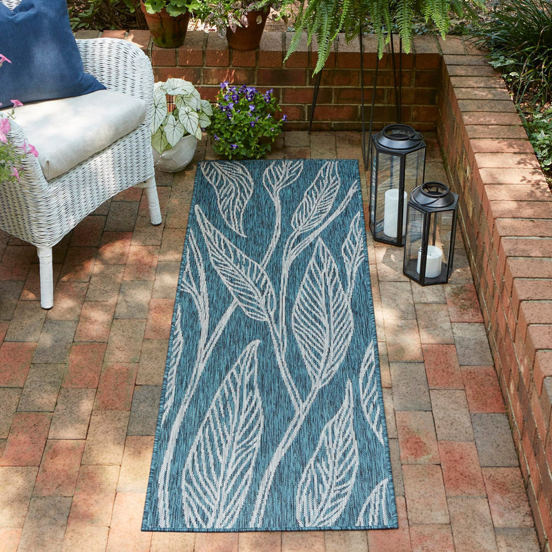 Garden Terrace Escape Collection Area Rug -  Evergreen (Teal) Runner Teal  lifestyle 44