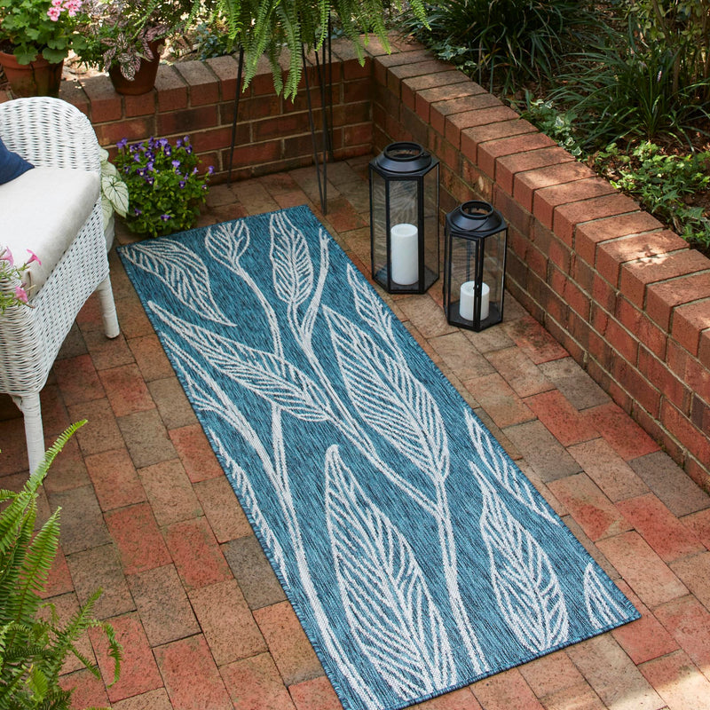 Garden Terrace Escape Collection Area Rug -  Evergreen (Teal) Runner Teal  lifestyle 45