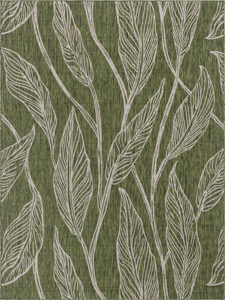 Seaside Blooms Collection Area Rug -  Evergreen (Green)