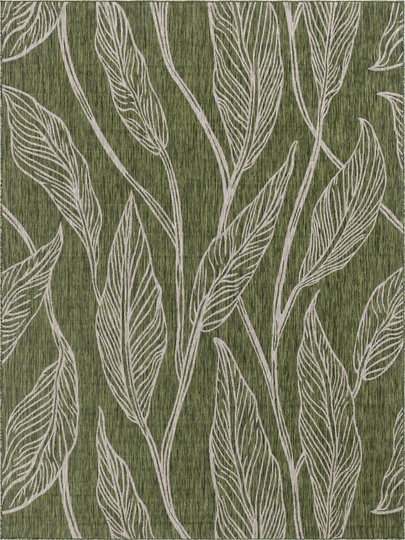 Garden Terrace Escape Collection Area Rug -  Evergreen (Green) Rectangle Green Main