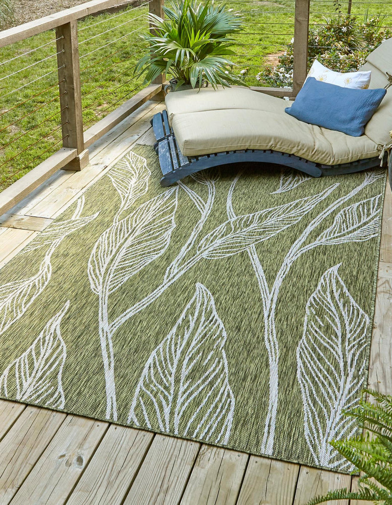 Garden Terrace Escape Collection Area Rug -  Evergreen (Green) Rectangle Green  lifestyle 0