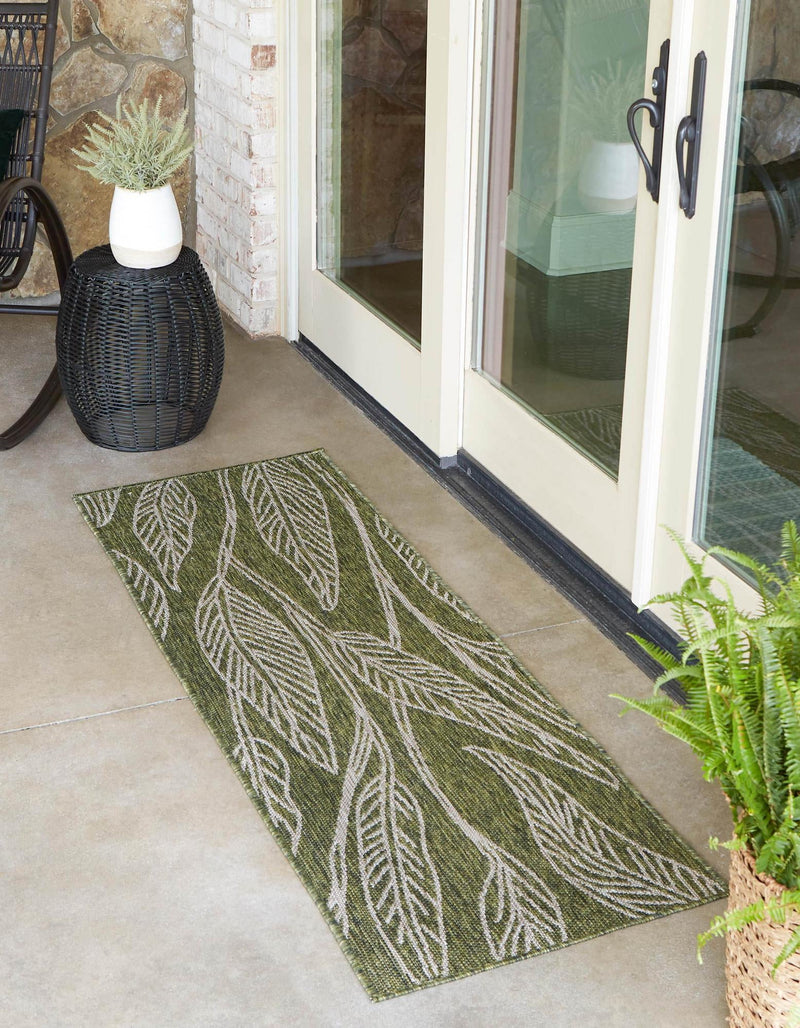 Garden Terrace Escape Collection Area Rug -  Evergreen (Green) Runner Green  lifestyle 0