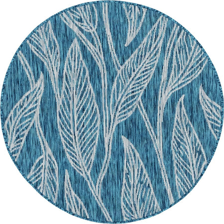 Seaside Blooms Collection Area Rug -  Evergreen (Teal)