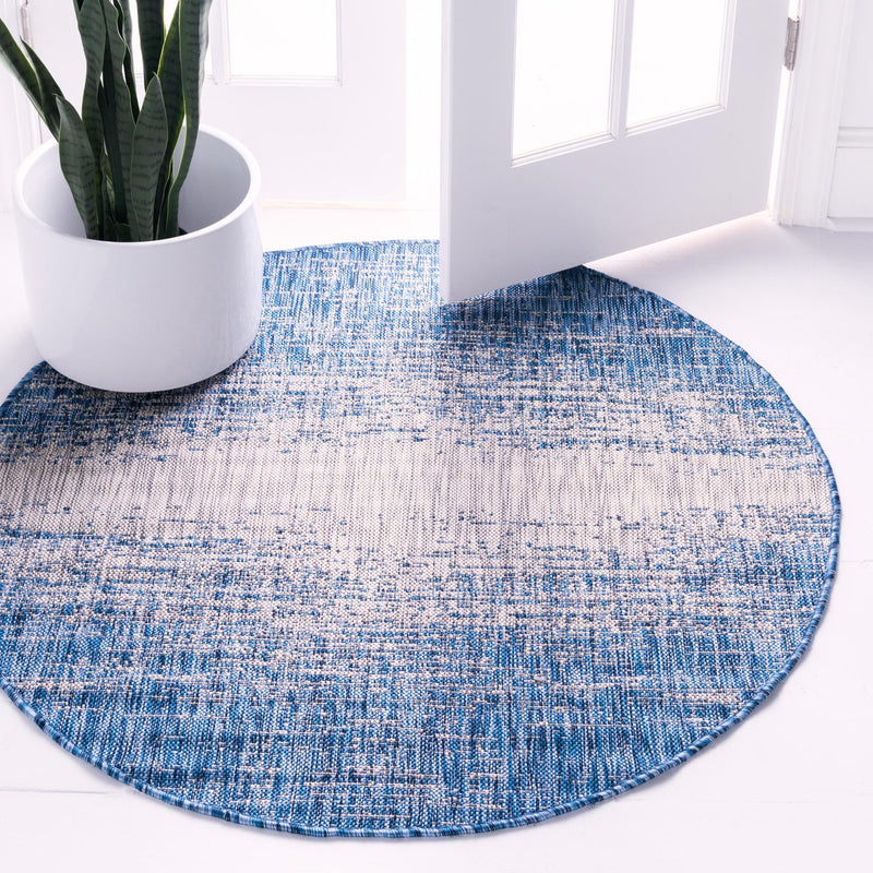 Urban Terrace Collection Area Rug -  Vanderbilt Round Blue  lifestyle 0