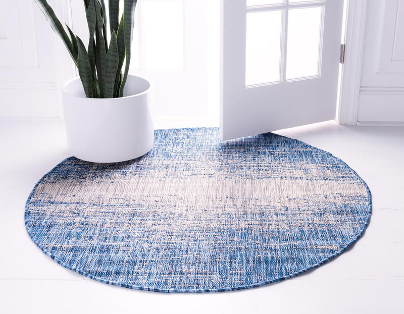 Urban Terrace Collection Area Rug -  Vanderbilt Round Blue  lifestyle 2