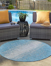 Urban Terrace Collection Area Rug -  Vanderbilt Round Aqua  lifestyle 3