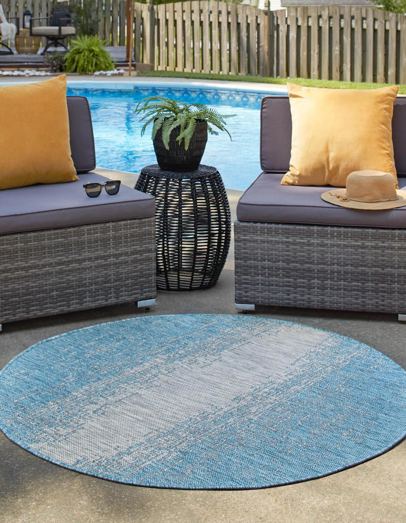 Urban Terrace Collection Area Rug -  Vanderbilt Round Aqua  lifestyle 3