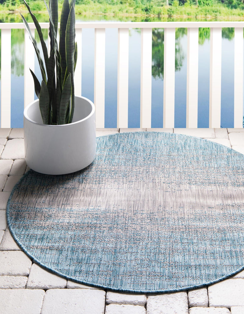 Urban Terrace Collection Area Rug -  Vanderbilt Round Aqua  lifestyle 5