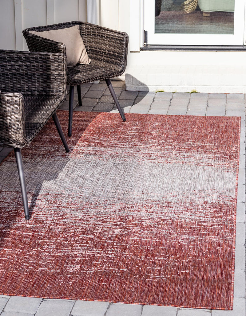 Urban Terrace Collection Area Rug -  Vanderbilt Rectangle Rust Red  lifestyle 9