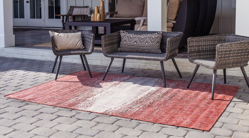 Urban Terrace Collection Area Rug -  Vanderbilt Rectangle Rust Red  lifestyle 15