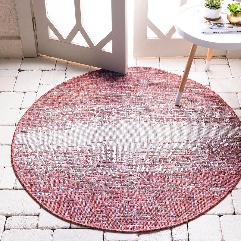 Urban Terrace Collection Area Rug -  Vanderbilt Round Rust Red  lifestyle 75