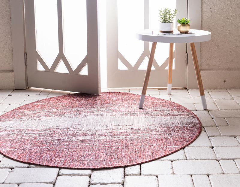 Urban Terrace Collection Area Rug -  Vanderbilt Round Rust Red  lifestyle 107