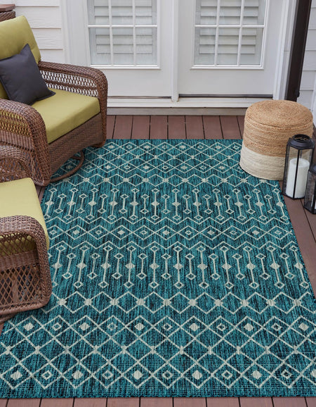 Seaside Lattice Collection Area Rug -  Pergola (Teal)