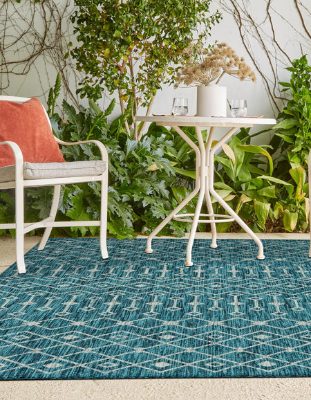 Seaside Lattice Collection Area Rug -  Pergola (Teal)