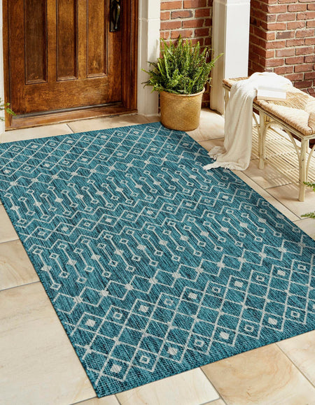 Seaside Lattice Collection Area Rug -  Pergola (Teal)