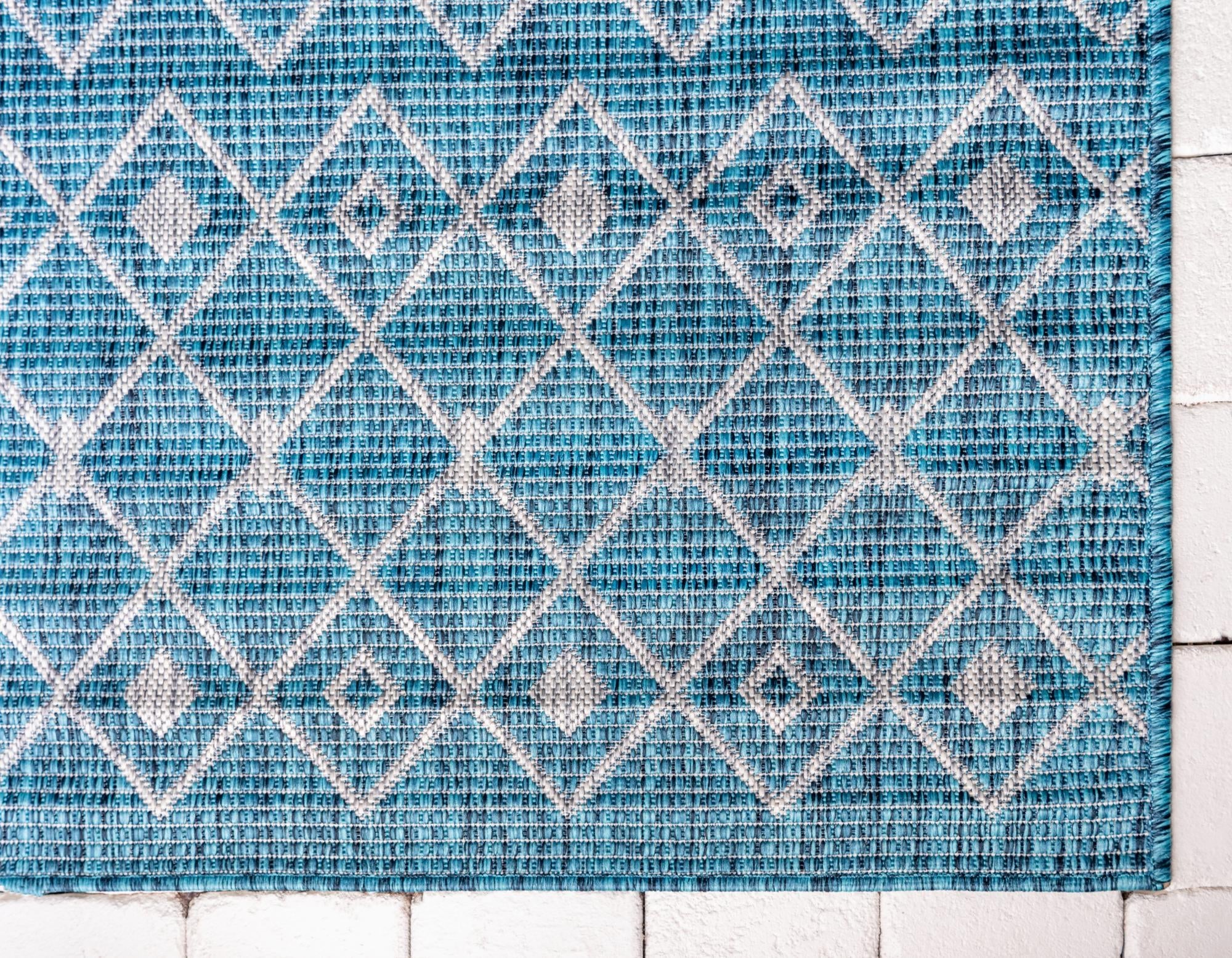 Seaside Lattice Collection Area Rug -  Pergola (Teal)