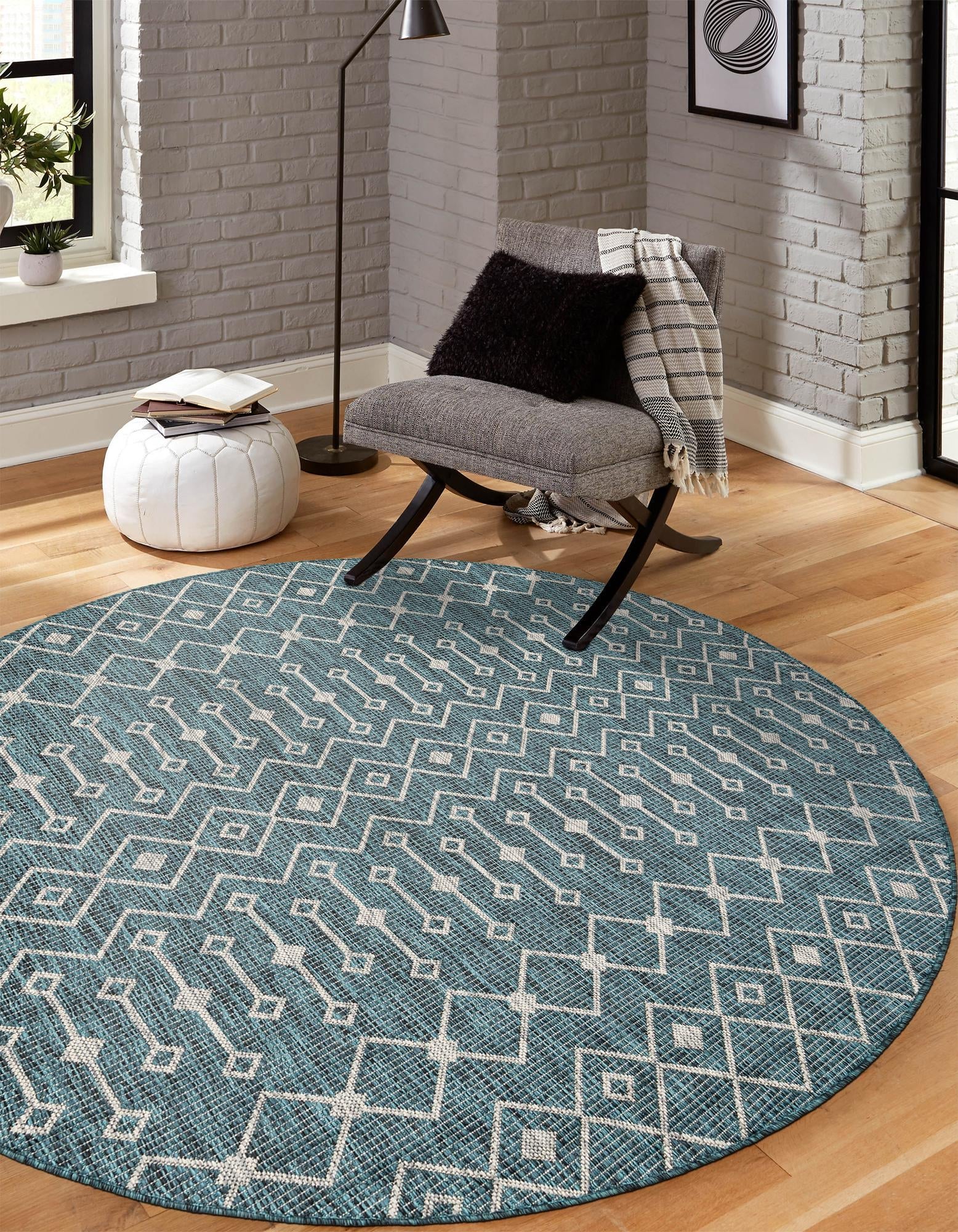 Seaside Lattice Collection Area Rug -  Pergola (Teal)