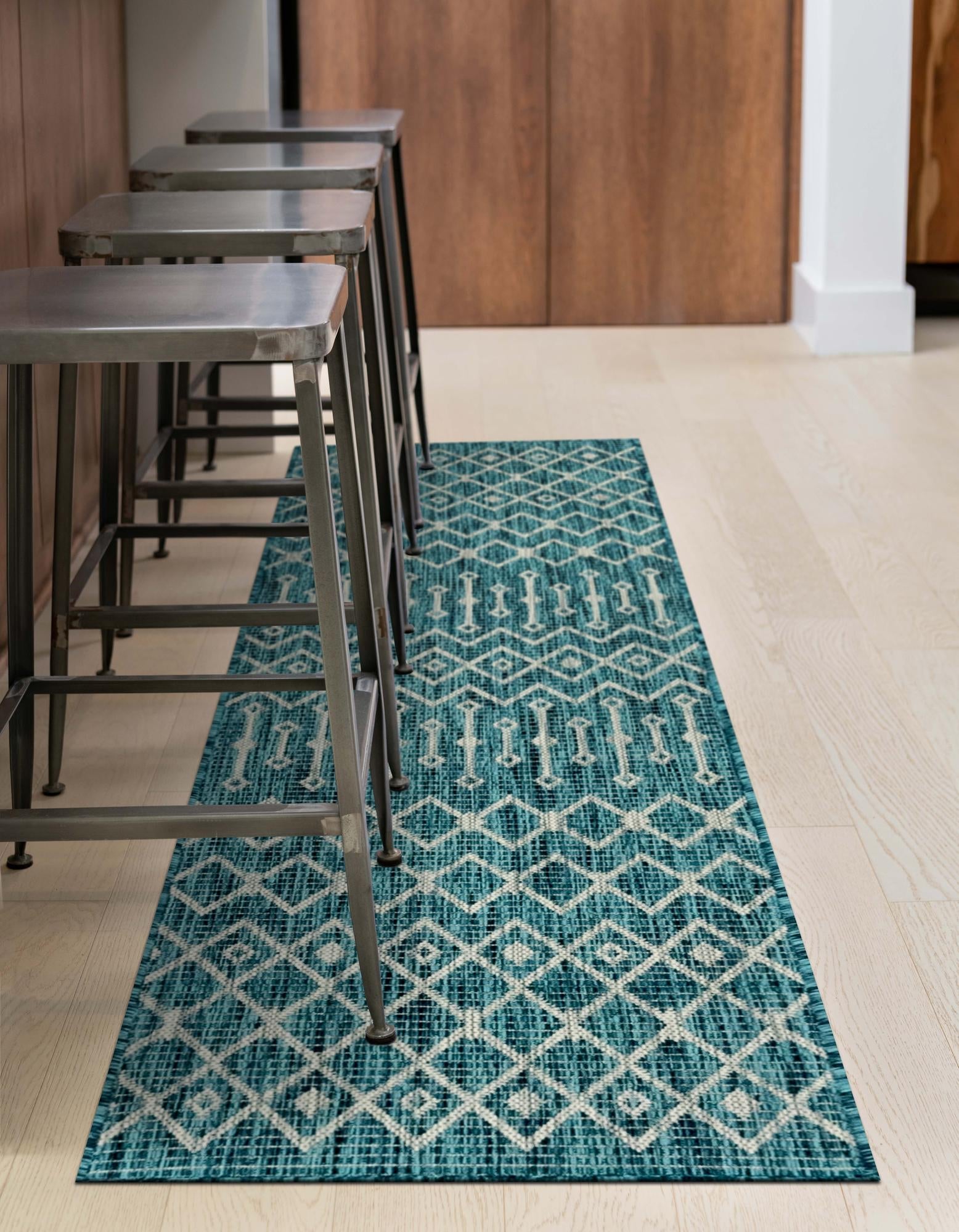 Seaside Lattice Collection Area Rug -  Pergola (Teal)