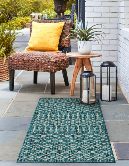 Seaside Lattice Collection Area Rug -  Pergola (Teal)