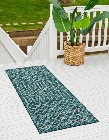 Seaside Lattice Collection Area Rug -  Pergola (Teal)