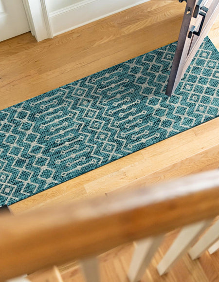 Seaside Lattice Collection Area Rug -  Pergola (Teal)