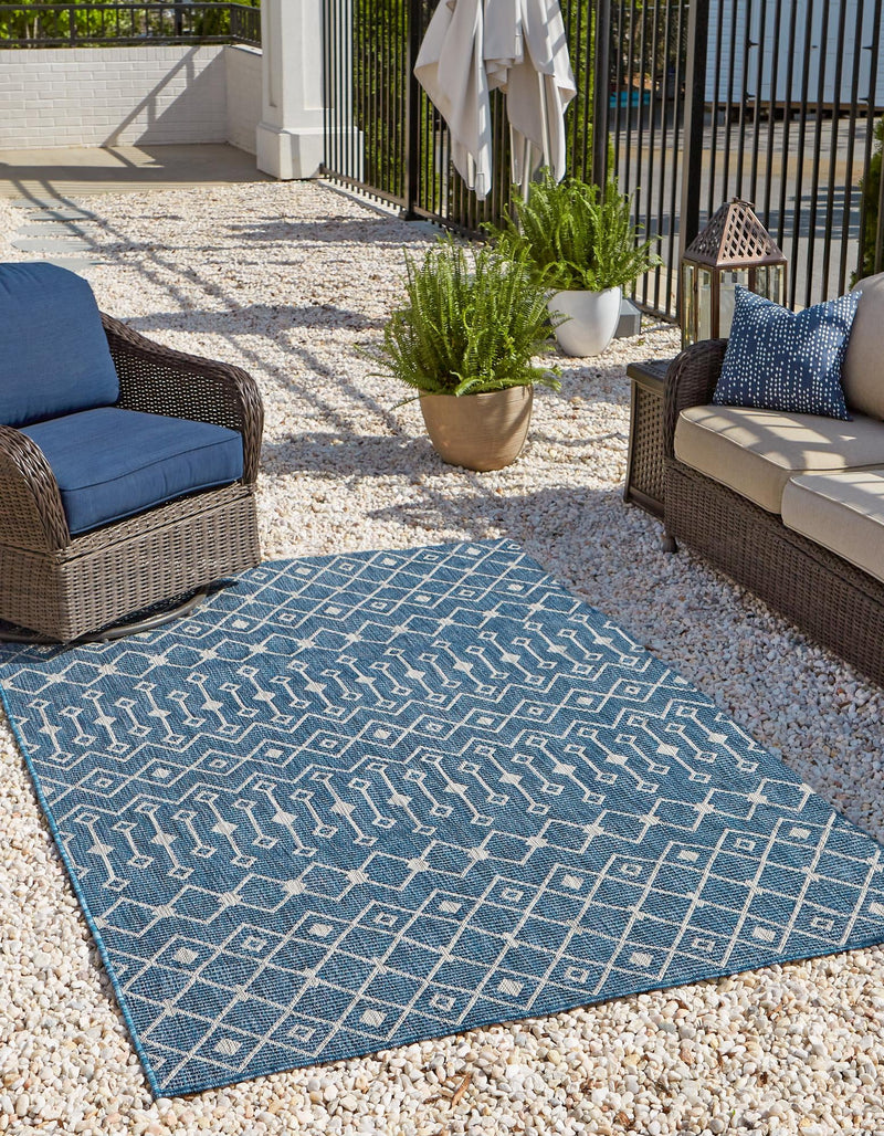 Garden Lattice Oasis Collection Area Rug -  Pergola (Blue) Rectangle Blue  lifestyle 0