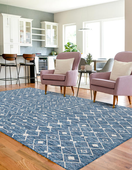 Seaside Lattice Collection Area Rug -  Pergola (Blue)