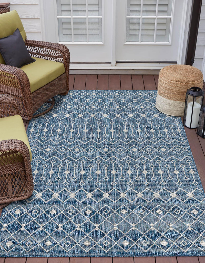 Garden Lattice Oasis Collection Area Rug -  Pergola (Blue) Rectangle Blue  lifestyle 22