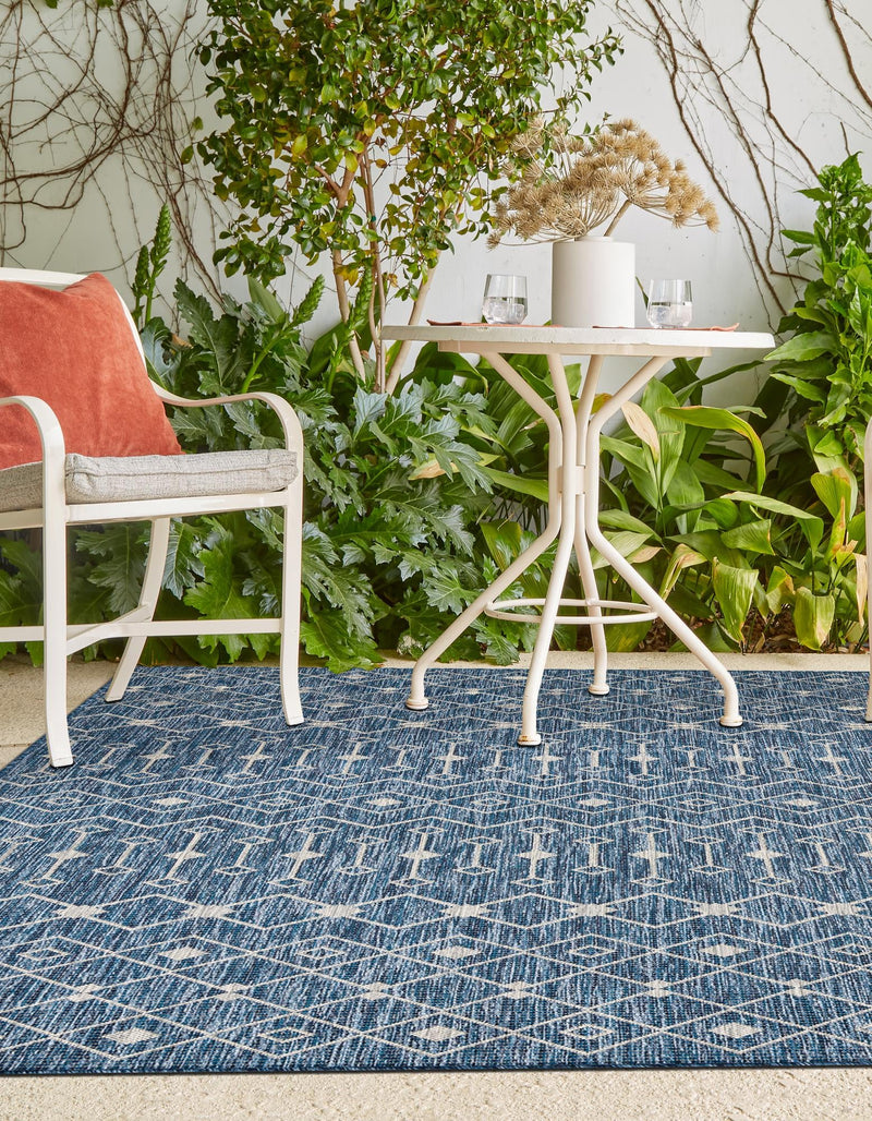 Garden Lattice Oasis Collection Area Rug -  Pergola (Blue) Rectangle Blue  lifestyle 32