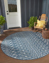 Garden Lattice Oasis Collection Area Rug -  Pergola (Blue) Round Blue  lifestyle 0