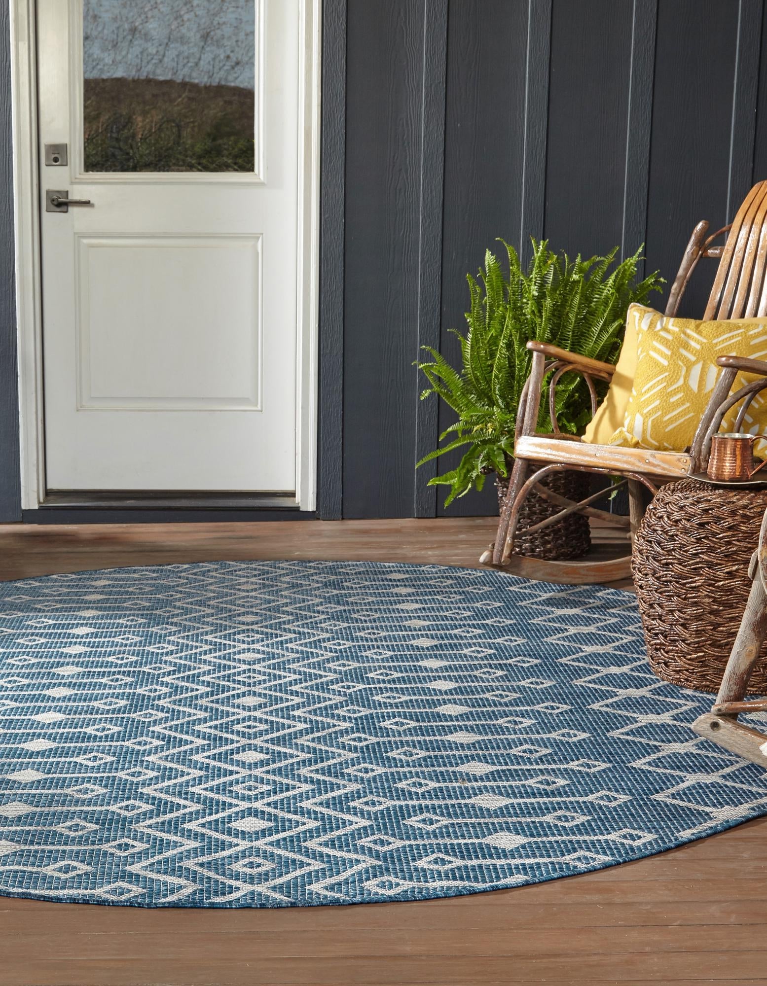 Seaside Lattice Collection Area Rug -  Pergola (Blue)