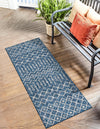 Garden Lattice Oasis Collection Area Rug -  Pergola (Blue) Runner Blue  lifestyle 22