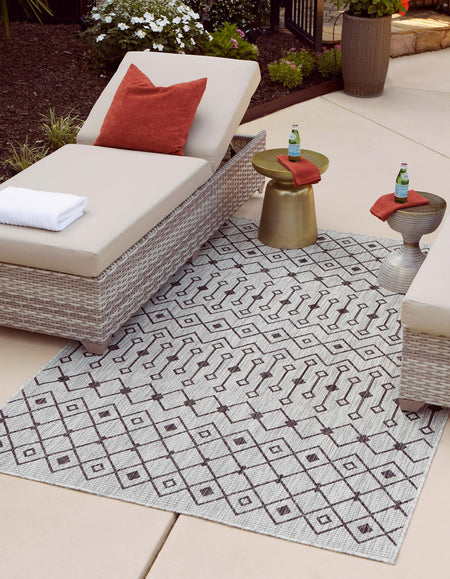 Seaside Lattice Collection Area Rug -  Pergola (Gray)