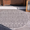 Garden Lattice Oasis Collection Area Rug -  Pergola (Gray) Round Gray  lifestyle 0