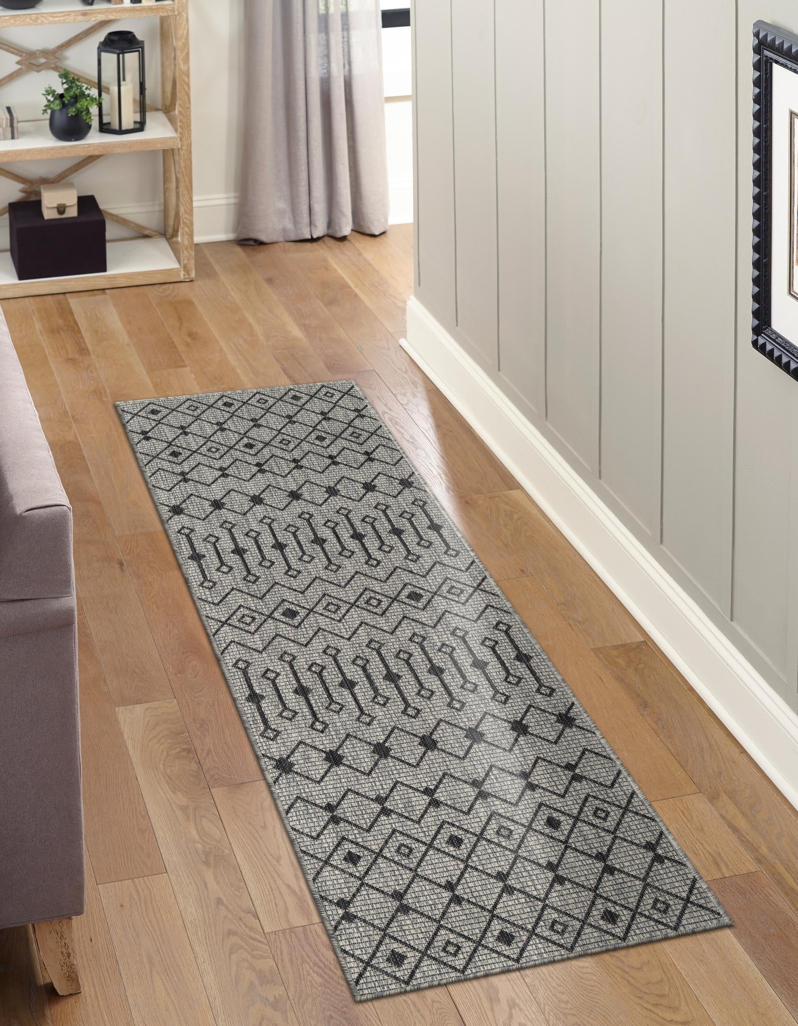 Seaside Lattice Collection Area Rug -  Pergola (Gray)