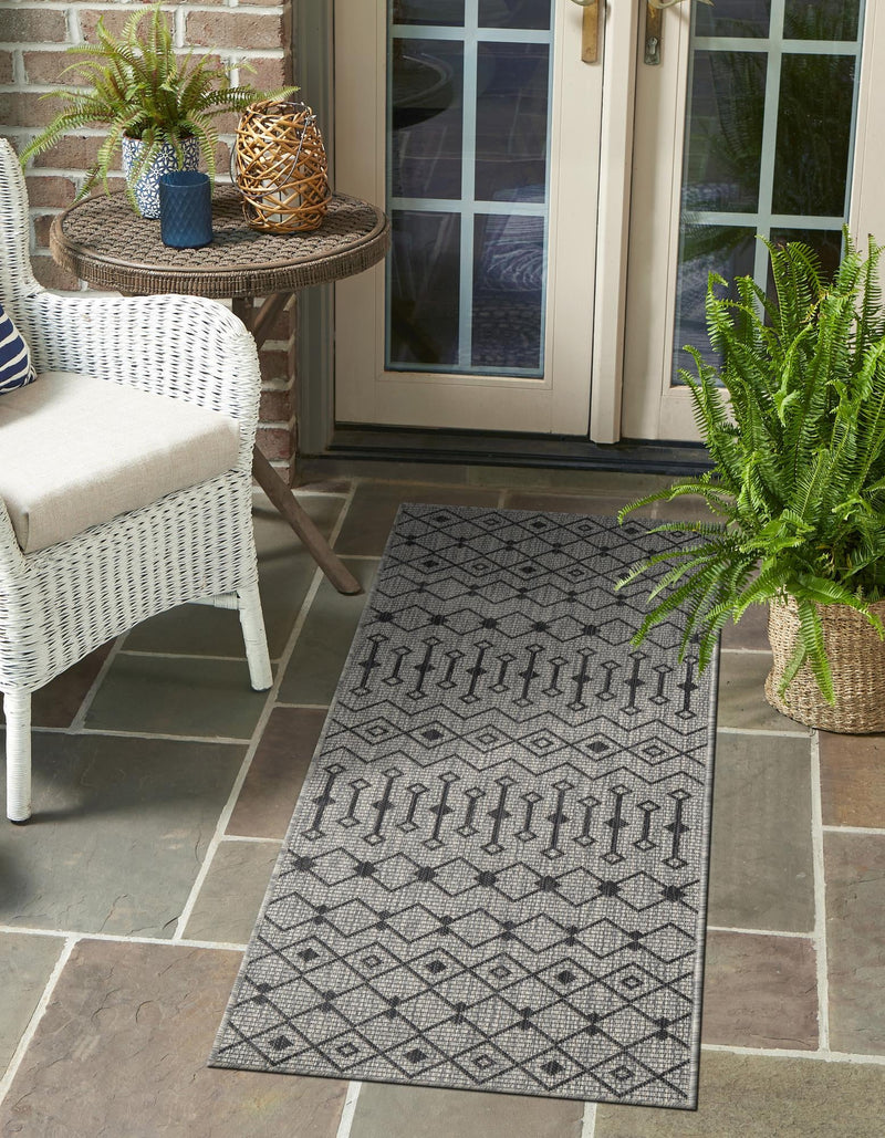 Garden Lattice Oasis Collection Area Rug -  Pergola (Gray) Runner Gray  lifestyle 17