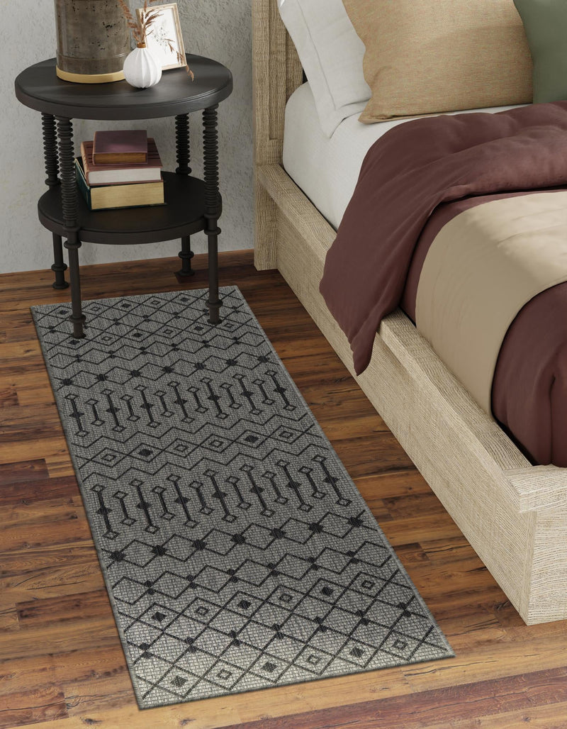 Garden Lattice Oasis Collection Area Rug -  Pergola (Gray) Runner Gray  lifestyle 19