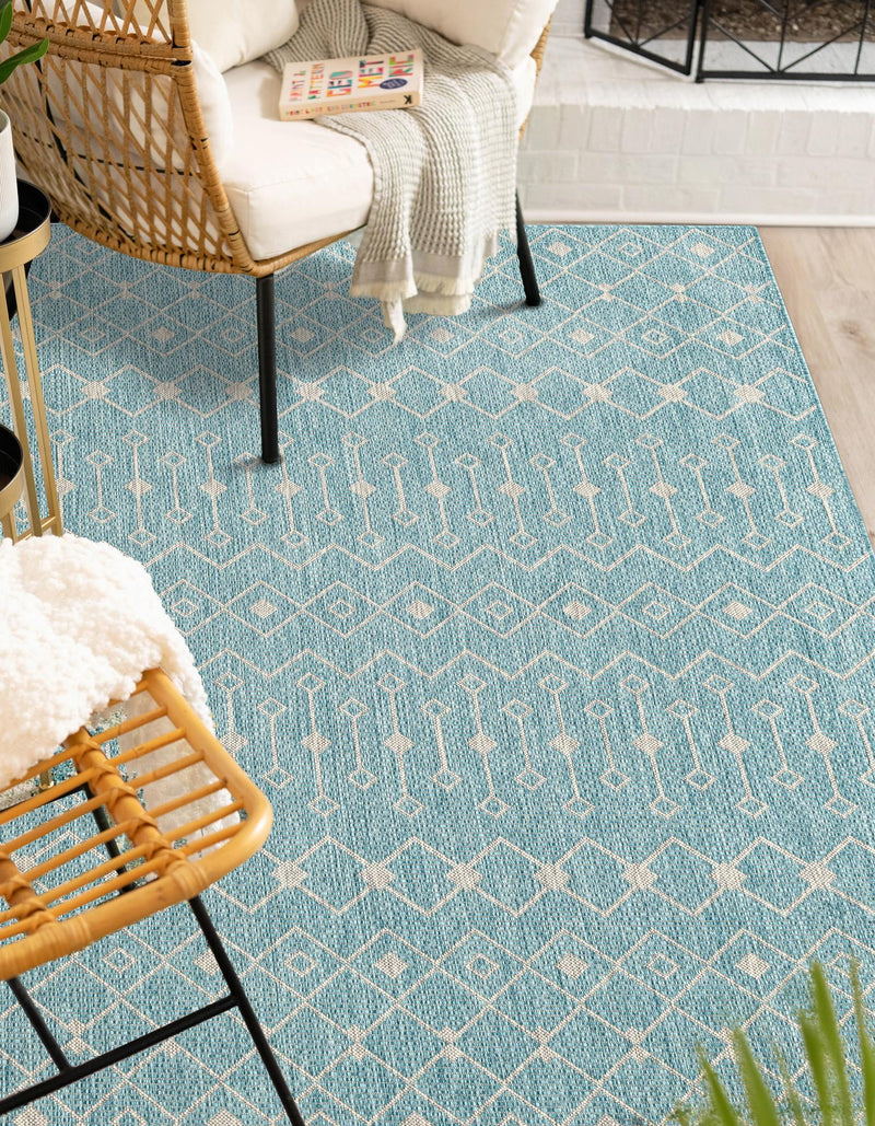 Garden Lattice Oasis Collection Area Rug -  Pergola (Aqua) Rectangle Aqua  lifestyle 3