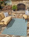 Garden Lattice Oasis Collection Area Rug -  Pergola (Aqua) Rectangle Aqua  lifestyle 5