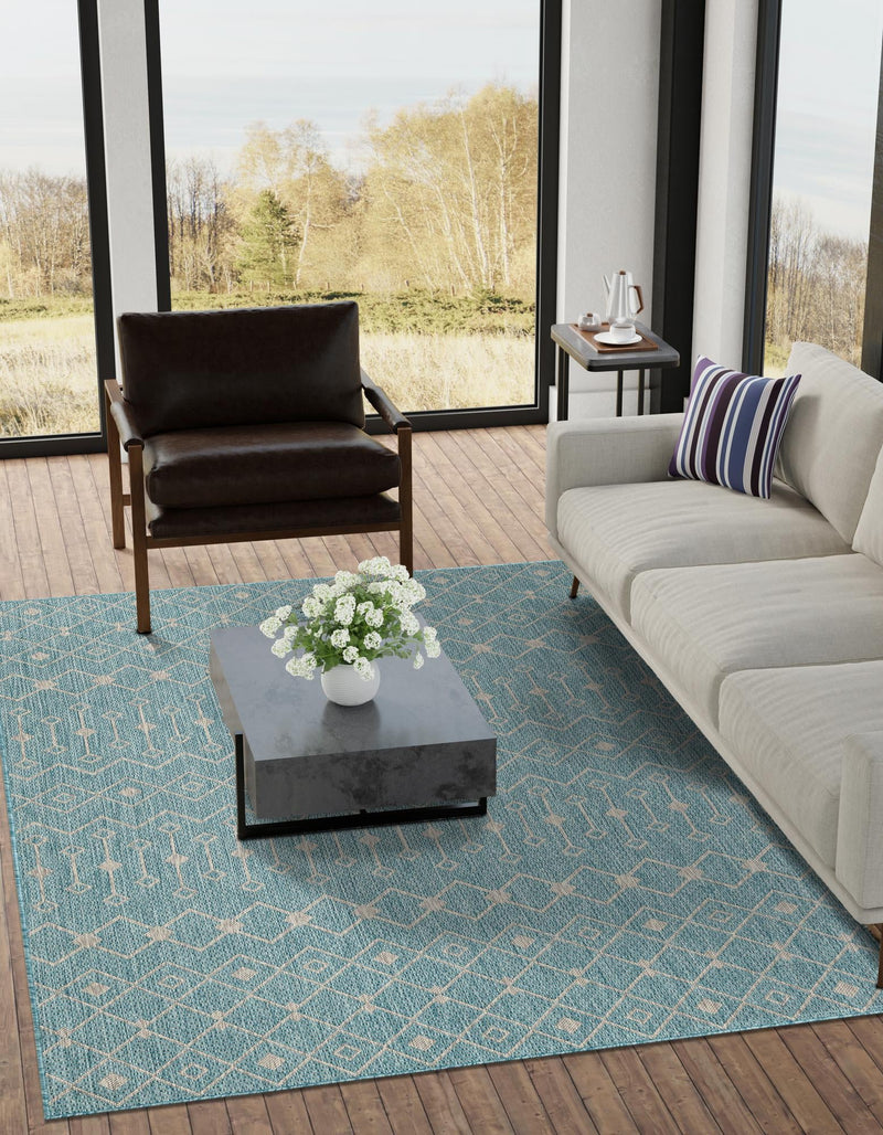 Garden Lattice Oasis Collection Area Rug -  Pergola (Aqua) Rectangle Aqua  lifestyle 6