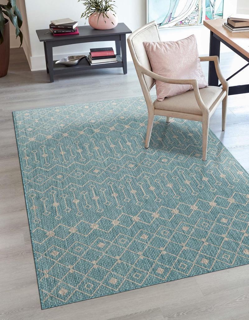 Garden Lattice Oasis Collection Area Rug -  Pergola (Aqua) Rectangle Aqua  lifestyle 20