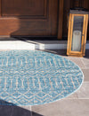 Garden Lattice Oasis Collection Area Rug -  Pergola (Aqua) Round Aqua  lifestyle 7