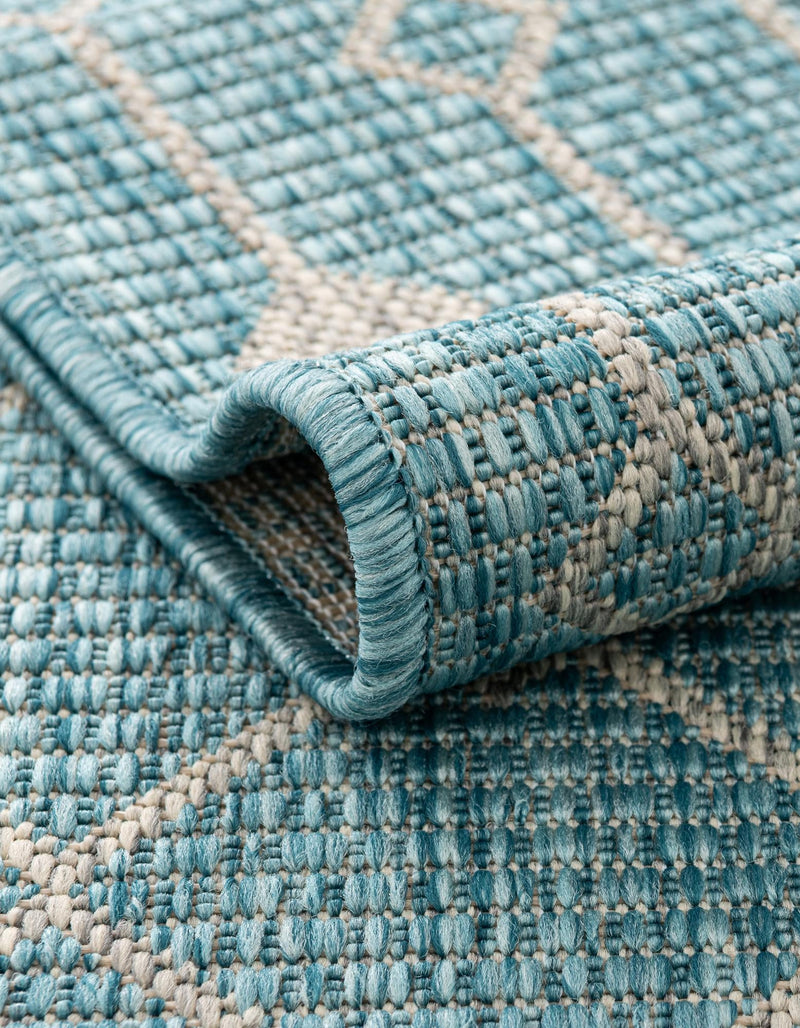 Garden Lattice Oasis Collection Area Rug -  Pergola (Aqua) Round Aqua  lifestyle 11