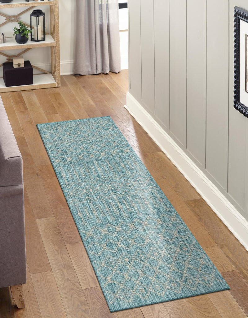 Garden Lattice Oasis Collection Area Rug -  Pergola (Aqua) Runner Aqua  lifestyle 5